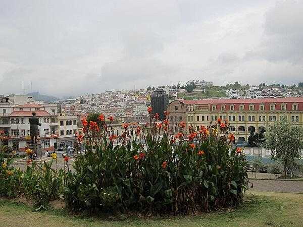 Ecuador's capital, Quito (San Francisco de Quito), is built in a valley and on the eastern slope of an active stratovolcano in the Andes Mountains.